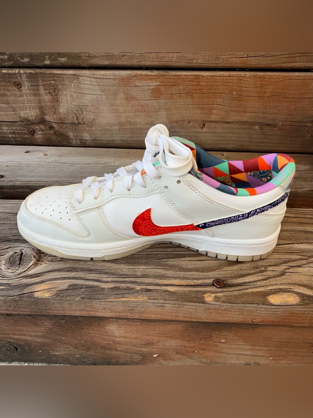 Nike Dunk Low GS 7Y Women’s 8.5 Multi-Color Paisley FN8913-141 White - Picture 4 of 10